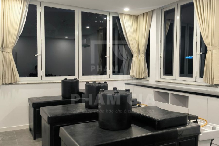 LẮP ĐẶT RÈM VẢI TẠI HAEU SALON 37 NGÔ QUANG HUY, THẢO ĐIỀN, QUẬN 2