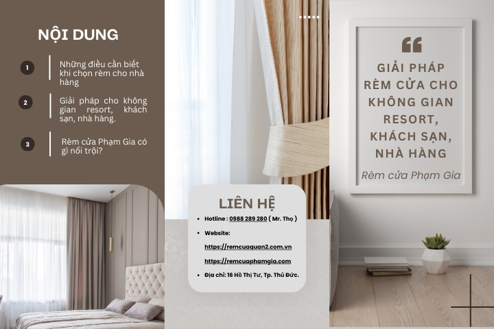 GIẢI PHÁP RÈM CỬA CHO KHÔNG GIAN RESORT, KHÁCH SẠN, NHÀ HÀNG 