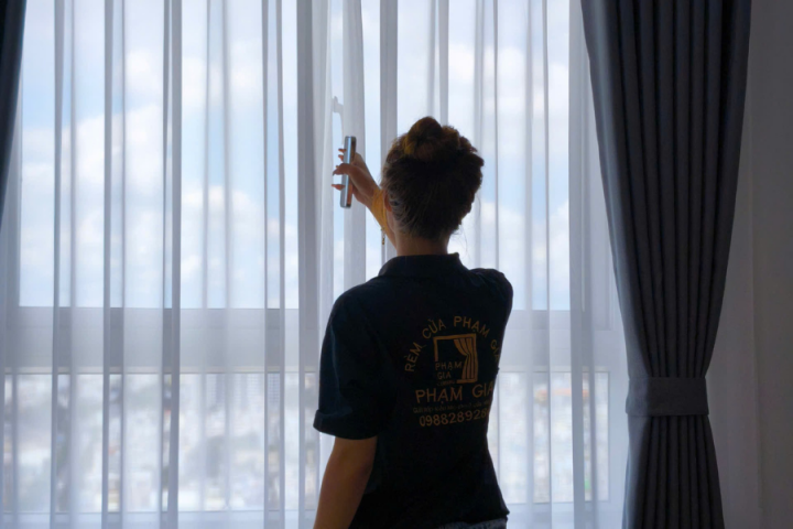 LẮP ĐẶT RÈM VẢI 2 LỚP TẠI CĂN HỘ COPAC SQUARE, QUẬN 4