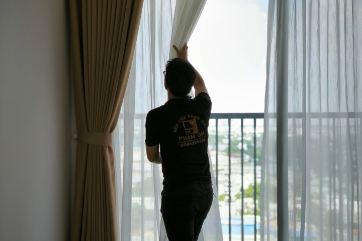 LẮP ĐẶT RÈM VẢI 2 LỚP  TẠI CĂN HỘ RIVANA BÌNH DƯƠNG